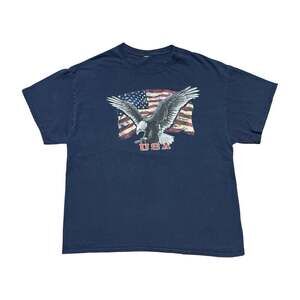 Vintage USA American Flag Eagle Short Sleeve Tshirt Size Large